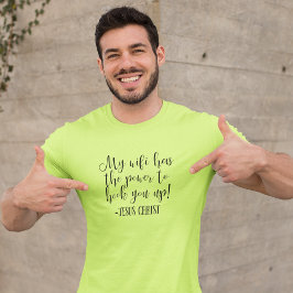Camiseta Meu WiFi Tem Poder Jesus Cristo Diversão Segurança