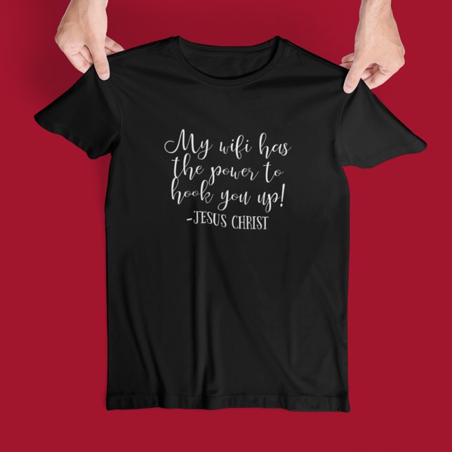 Camiseta Meu WiFi Tem Poder Jesus Cristo Divertido Preto (Criador carregado)