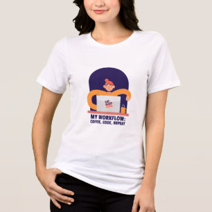 Camiseta Meu Workflow: Café, Código, Repetir Escritório Ocu