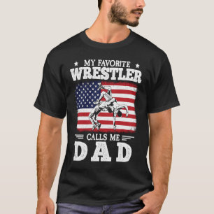 Camiseta Meu Wrestler Favorito Me Chama Pai US Flag Wrestli