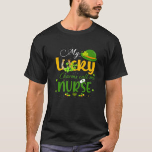 Camiseta Meus Charmes Sortudos Me Chamam De Enfermeira Feli