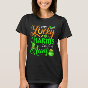 Camiseta Meus Charmes Sortudos Me Chamam De Tia Cute Rua Pa