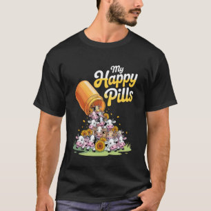 Camiseta Meus comprimidos felizes Amante de vaca Vibração a