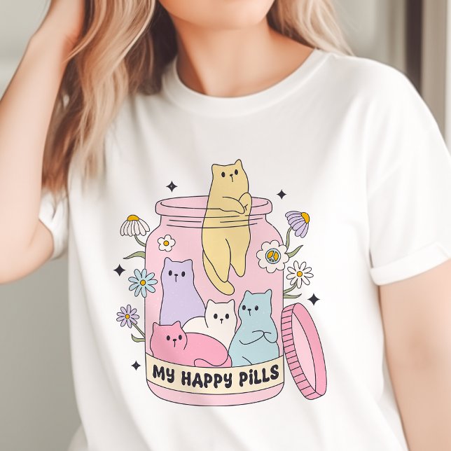 Camiseta Meus Comprimidos Felizes Gatinhos Fofos (Criador carregado)