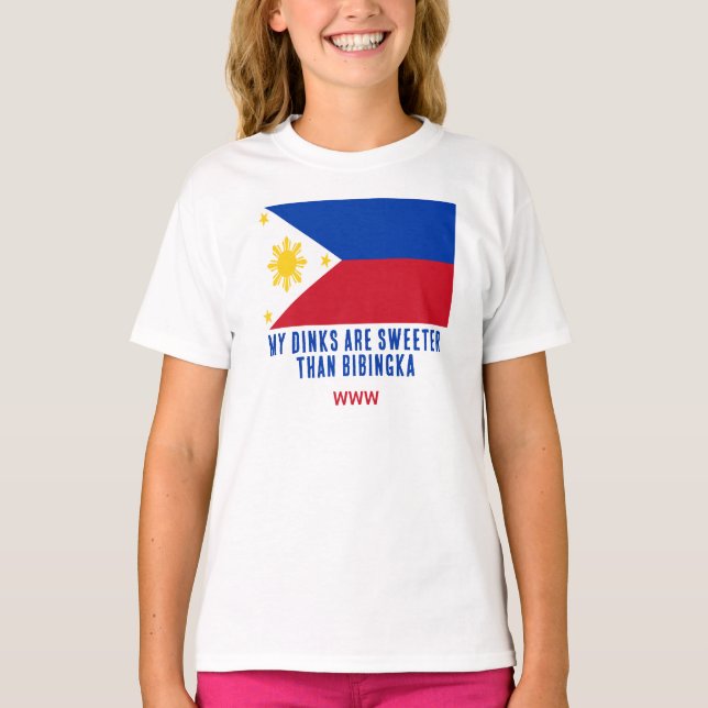 Camiseta MEUS DINKS SÃO MAIS DOCES QUE BIBINGKA Diversão Fi (Frente)