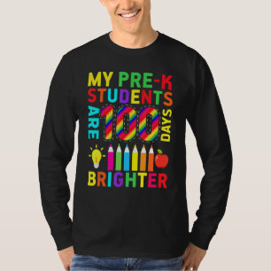 Camiseta Meus Estudantes Pré-K São 100 Dias Mais Brilhantes