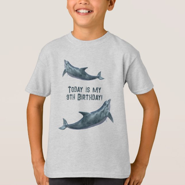 Camiseta Meus Filhos De Aniversário Dizendo Golfinho (Frente)