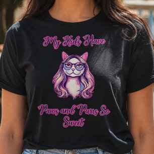 Camiseta Meus Filhos Têm Patas e Ronronares Gato Doce Amant