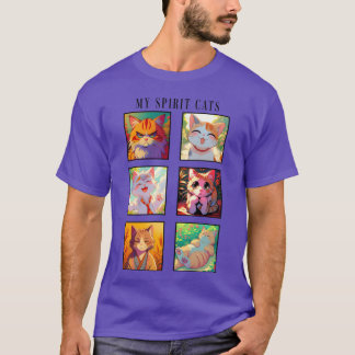 Camiseta Meus gatos espirituais engraçados família anime