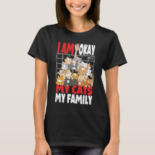 Camiseta Meus Gatos Minha Família Mulher Preta