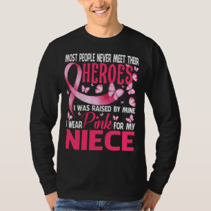 Camiseta Meus Heroínas Eu Visto Rosa Para Meu Cancer De Mam