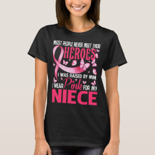 Camiseta Meus Heroínas Eu Visto Rosa Para Meu Cancer De Mam