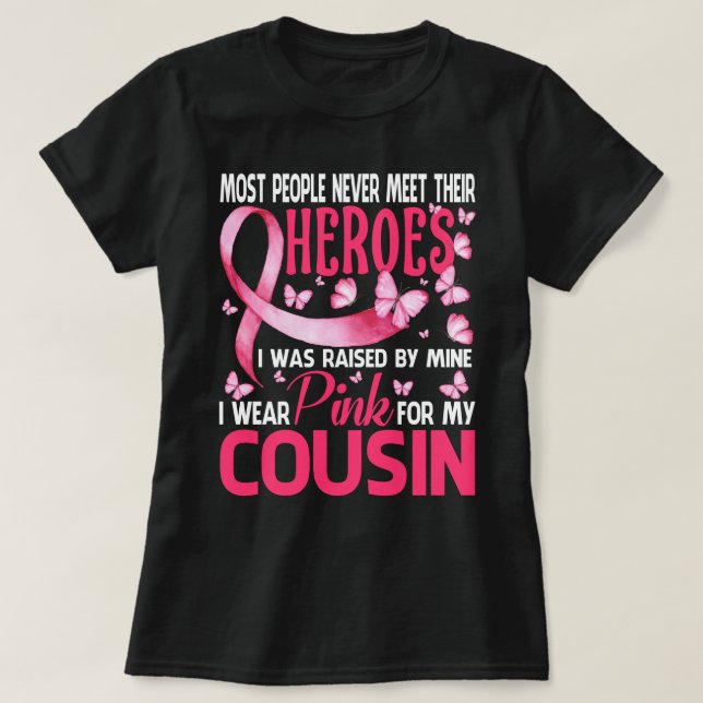 Camiseta Meus Heroínas Eu Visto Rosa Para O Meu Cancer De M (Frente do Design)