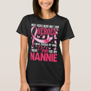 Camiseta Meus Heróis Eu Visto Rosa Para Meu Cancer De Mama 