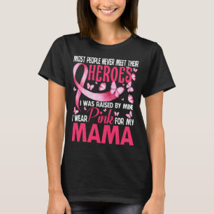 Camiseta Meus Heróis Eu Visto Rosa Para Meu Cancer Mama