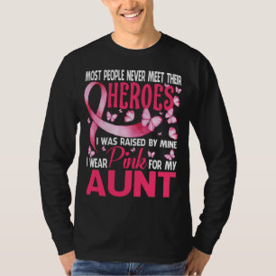 Camiseta Meus Heróis Eu Visto Rosa Para Minha TIA Cancer De