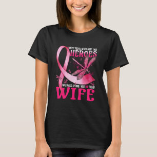 Camiseta Meus Heróis Eu Visto Rosa Para O Cancer Da Minha M