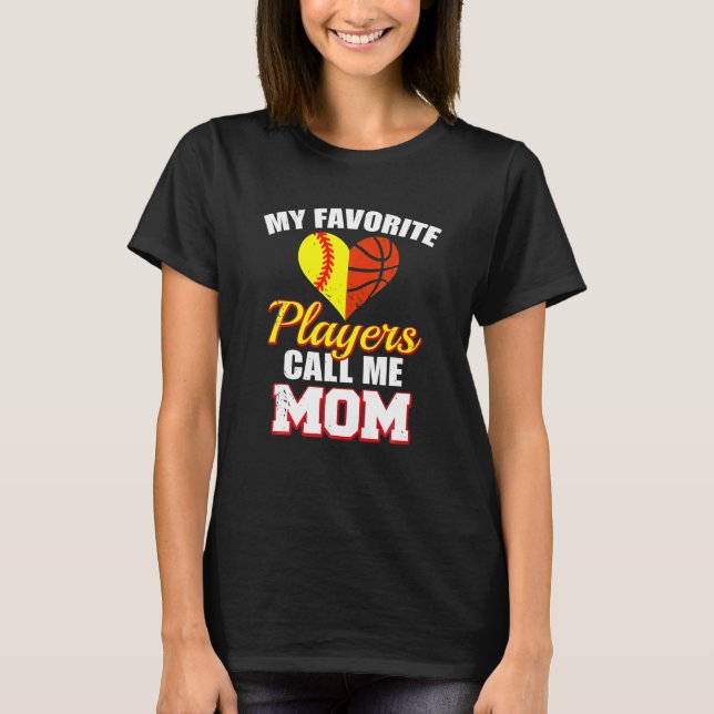 Camiseta Meus Jogadores Favoritos Me Chamam De Mãe Softball (Frente)