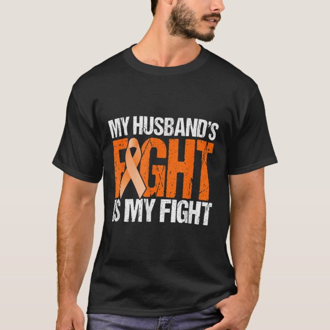 Camiseta Meus Maridos Combatem É Minha Luta Contra A Leucem (Frente)