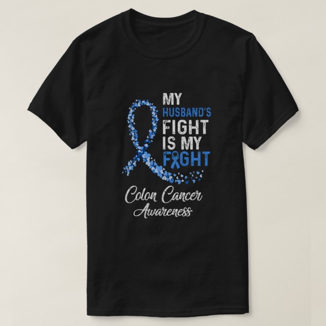 Camiseta Meus Maridos Combatem O Meu Cancer Colon Contra Aw (Frente do Design)