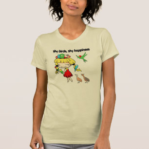 Camiseta Meus pássaros meus desenhos animados bonitos da