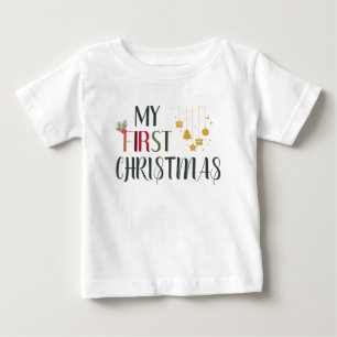 Camiseta Meus Primeiros Ornamentos de Natal e Mistura