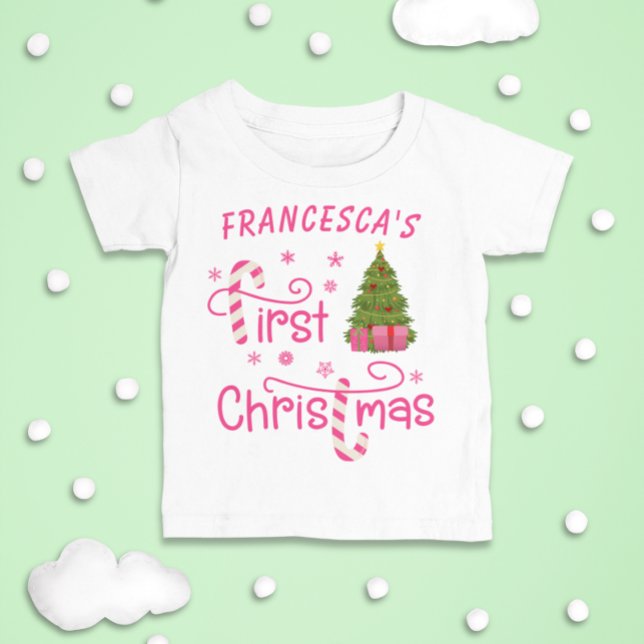 Camiseta Meus Primeiros Presentes de Natal e Árvore de Nata (Criador carregado)