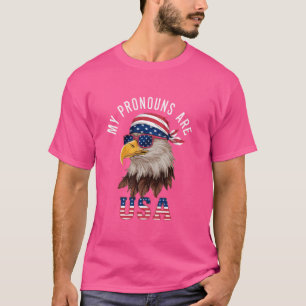 Camiseta Meus Pronomes São EUA Águia Americano Engraçado 4