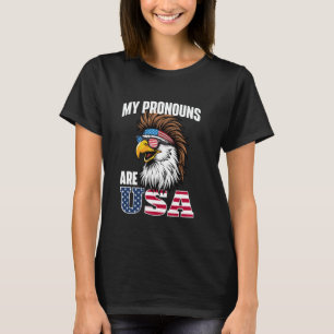 Camiseta Meus Pronomes São EUA - Bandeira Americana 4 De Ju