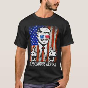 Camiseta Meus Pronomes São Usa Bandeira Patriótica American