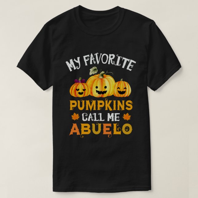 Camiseta Meus Pumpkins Favoritos Me Chamam De Abuelo Hallow (Frente do Design)