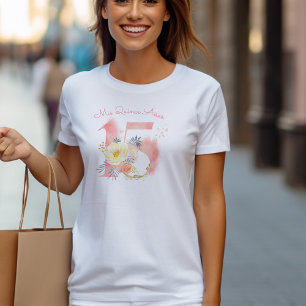 Camiseta Meus Quinze Anos Floral Personalizado 15º Aniversá