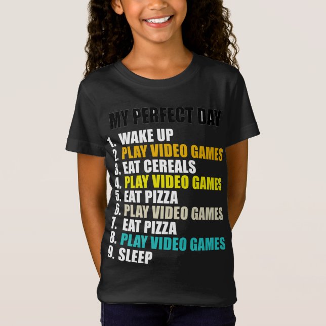 Camiseta Meus Videos games De Brincadeira De Dia Comem Pizz (Frente)