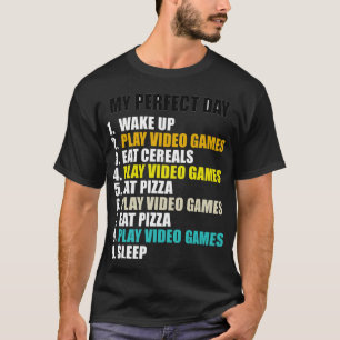 Camiseta Meus Videos games De Brincadeira De Dia Comem Pizz