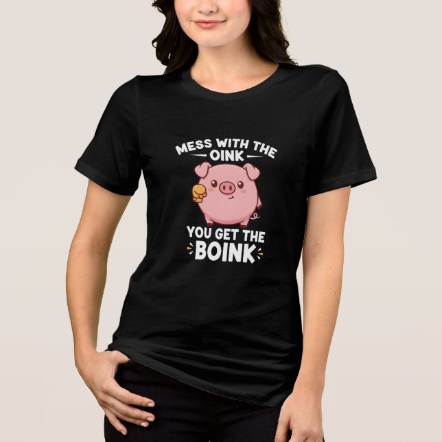 Camiseta "Mexer com o Oink" Divertida para Amantes (Frente)