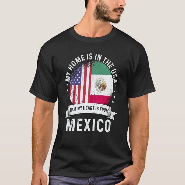 Camiseta Mexican American Patriot Grown Proud Home USA Flag (Frente)
