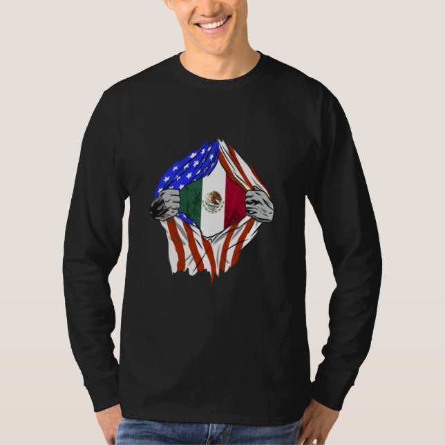 Camiseta Mexican American USA Flag Mexico Mexican Pride Mex (Frente)