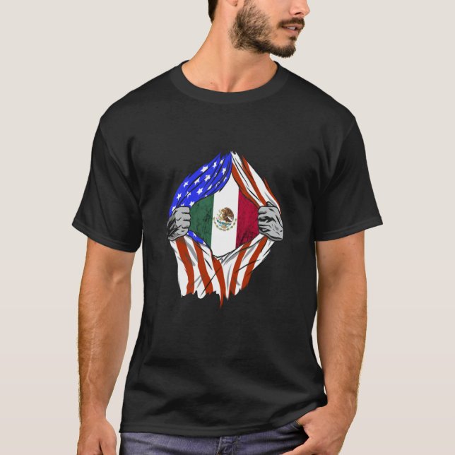 Camiseta Mexican American USA Flag Mexico Mexican Pride Mex (Frente)