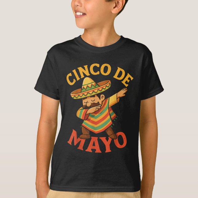 Camiseta Mexican Dabbing Poncho Cinco De Mayo  (Frente)
