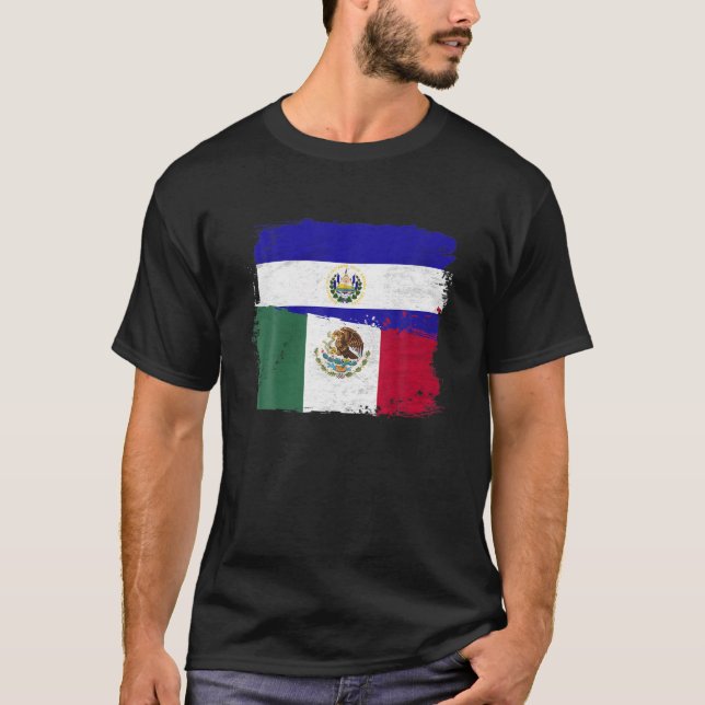 Camiseta MEXICAN El Salvador Bandeira Half Mexicano El Salv (Frente)
