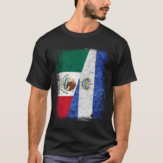 Camiseta MEXICAN El Salvador Bandeira Half Mexicano El Salv (Frente)