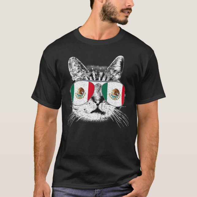 Camiseta Mexican Mexico Flag Country Pride Cat Men Women Fu (Frente)