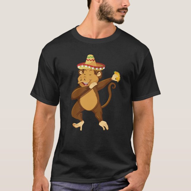 Camiseta Mexican Monkey Taco Dabbing Cinco De Mayo (Frente)