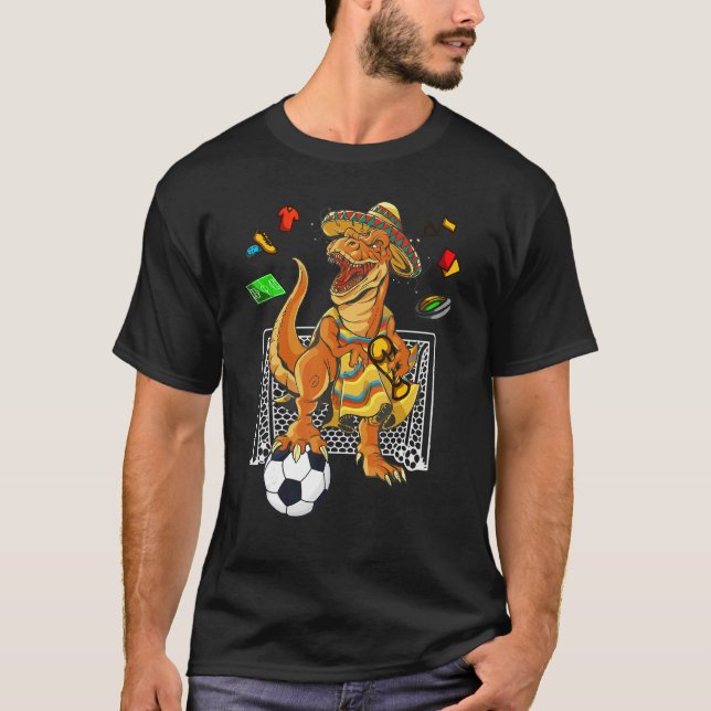 Camiseta Mexican Soccer Rex Dinosaur Mexico Flag Futbol 202 (Frente)