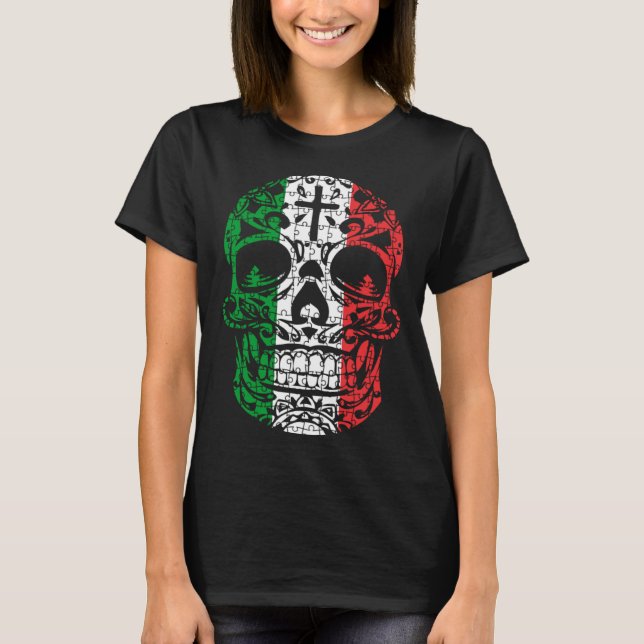 Camiseta Mexican Sugar Skull Pride Calavera Day Dead Cinco  (Frente)