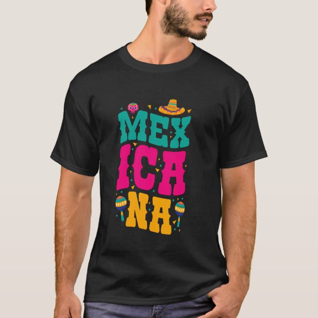 CAMISETA MEXICANA FUN MARACAS SOMBRERO MEXICO PRIDE (Frente)