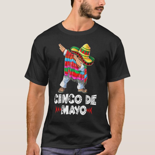Camiseta Mexicano Cinco Dabbing Dab De Poncho Mayo (Frente)