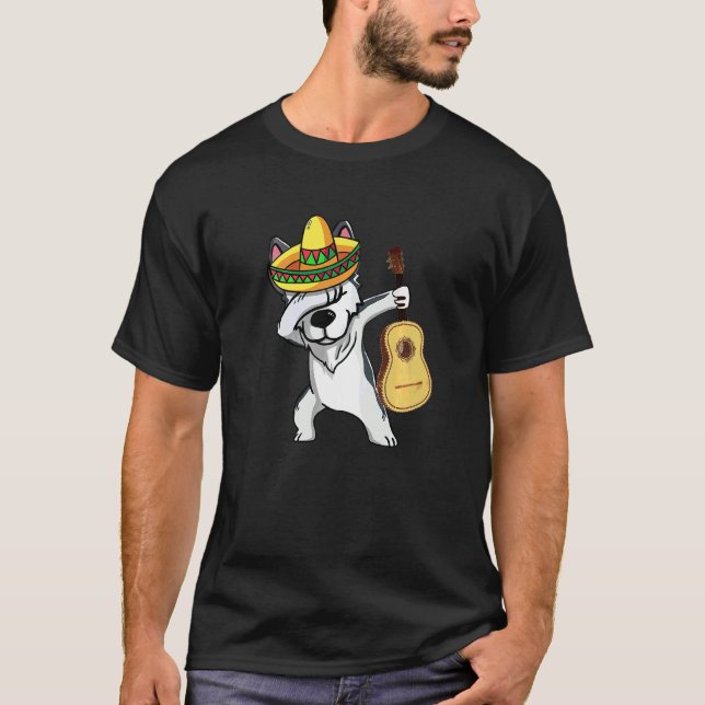 Camiseta Mexicano Dabbing Rouco Cinco De Mayo Poncho Sombre (Frente)