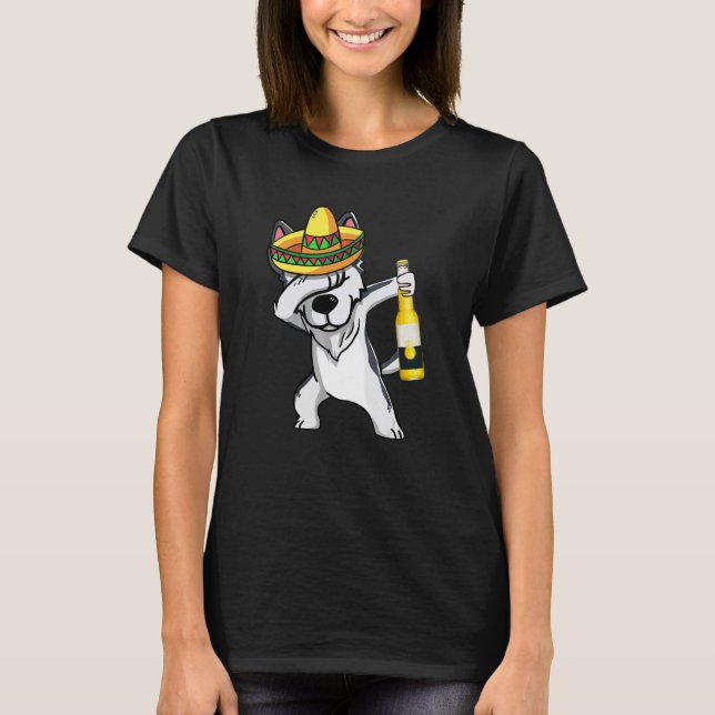 Camiseta Mexicano Dabbing Rouco Cinco De Mayo Poncho Sombre (Frente)