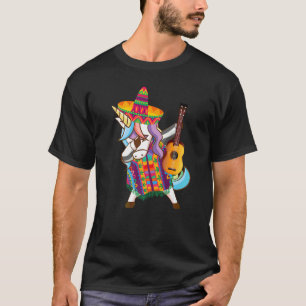 Camiseta Mexicano Dabbing Unicorn Cinco De Mayo Poncho Somb